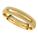 14K Yellow 4 mm Double Milgrain Half Round Comfort Fit Band Size 10