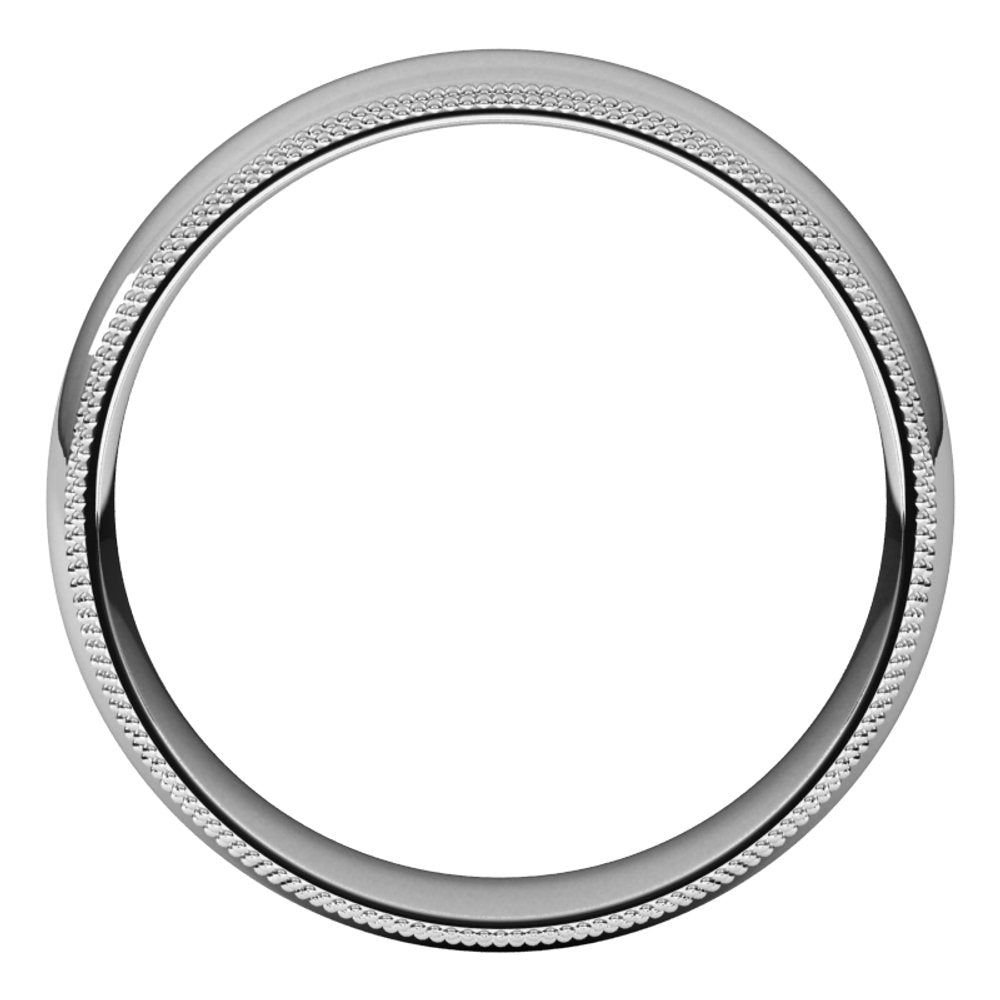 10K White 6 mm Double Milgrain Half Round Comfort Fit Band