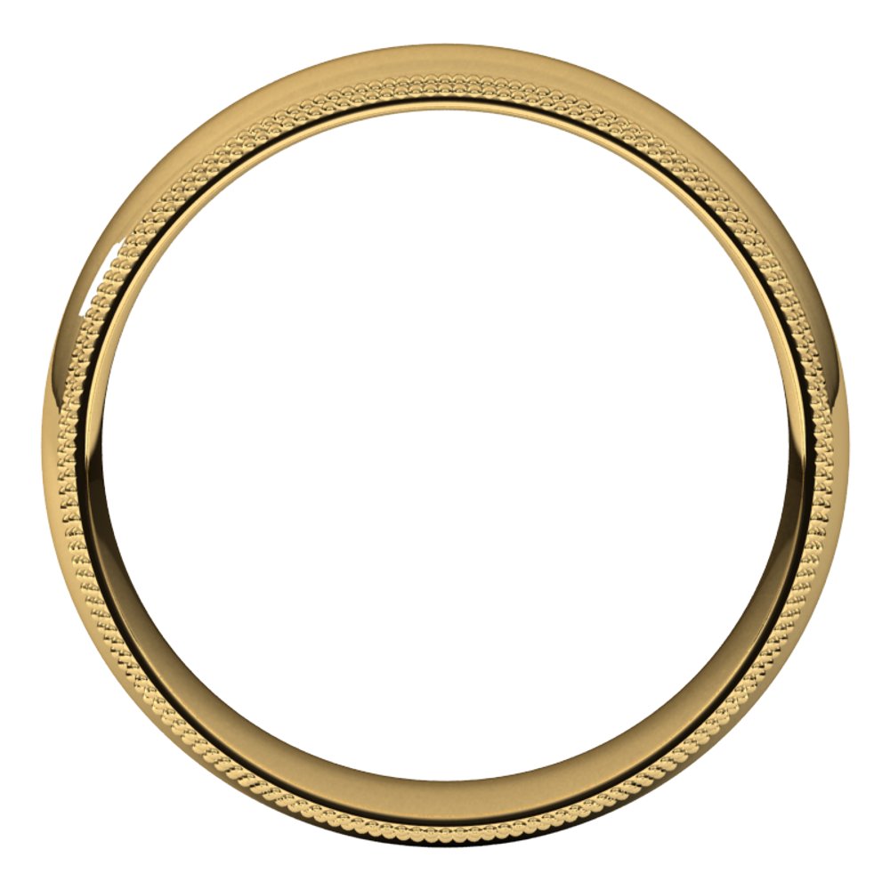 14K Yellow 6 mm Double Milgrain Half Round Comfort Fit Band