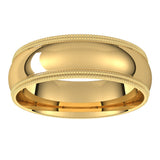 18K Yellow 6 mm Double Milgrain Half Round Comfort Fit Band