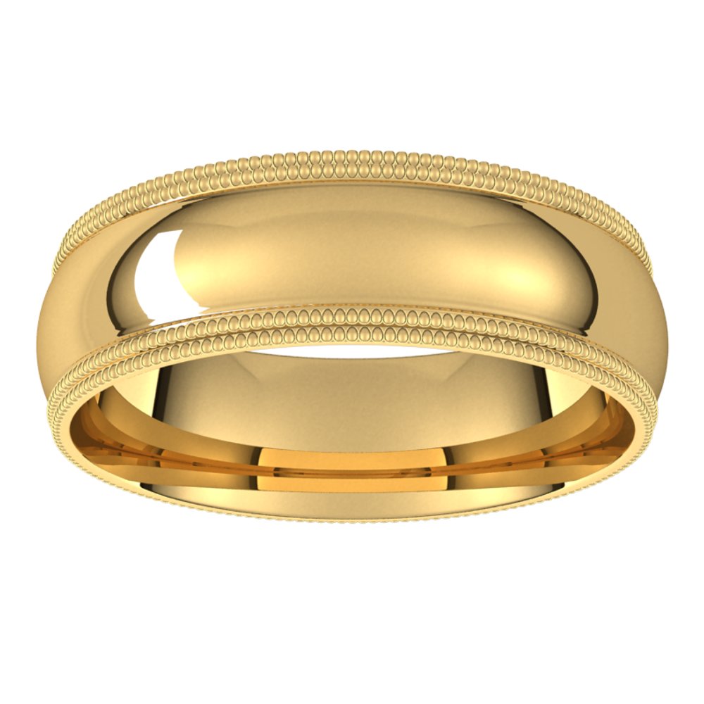 14K Yellow 6 mm Double Milgrain Comfort Fit Band