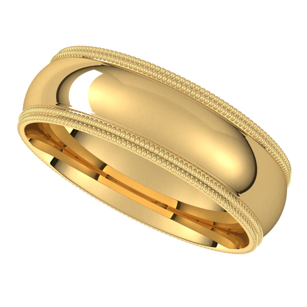 14K Yellow 6 mm Double Milgrain Comfort Fit Band