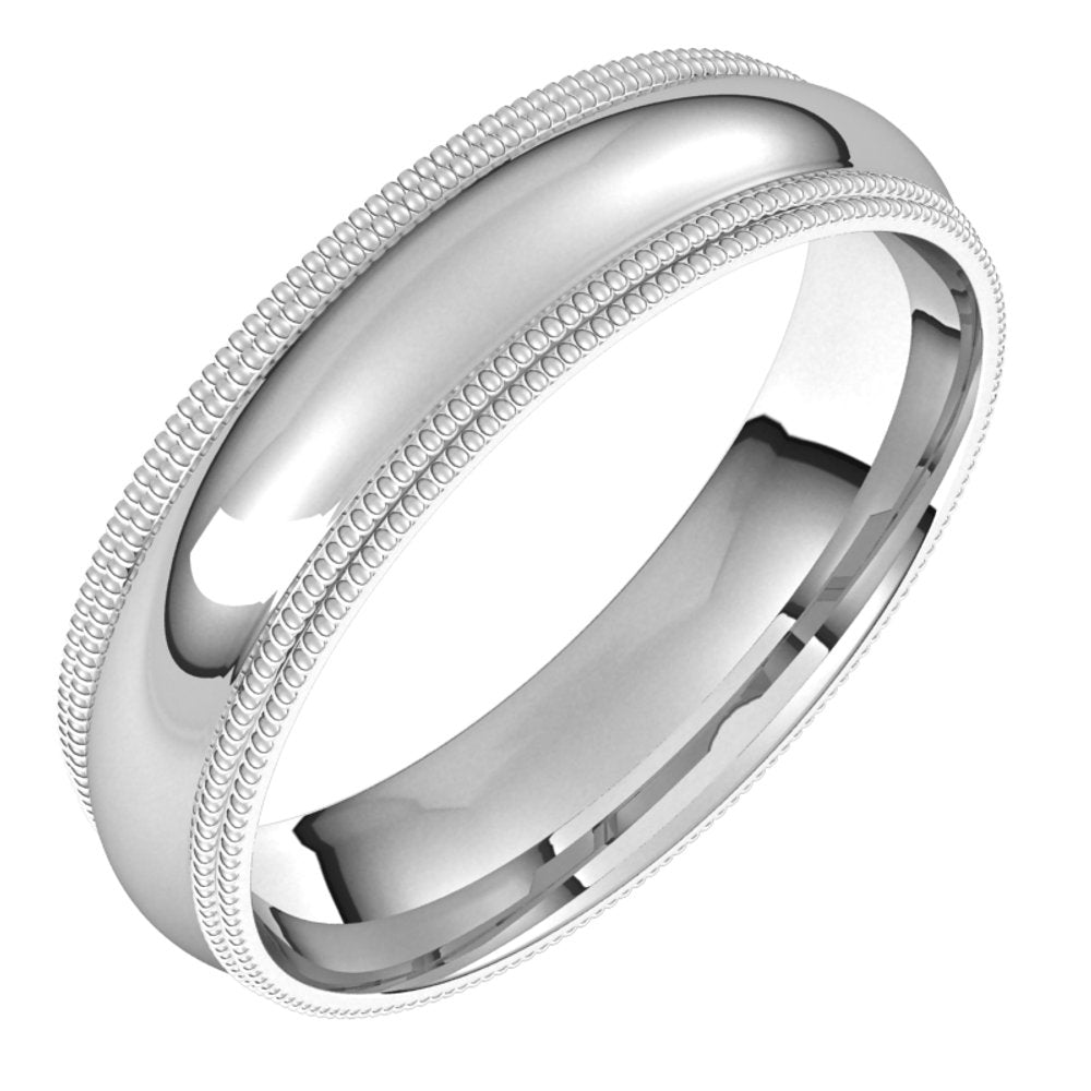 Platinum 5 mm Double Milgrain Comfort Fit Band Size 7