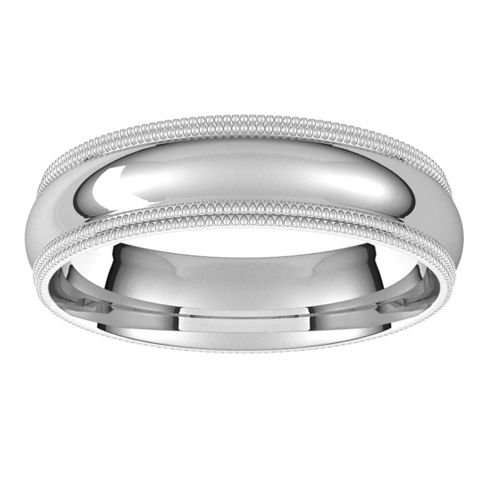 Platinum 5 mm Double Milgrain Comfort Fit Band Size 7