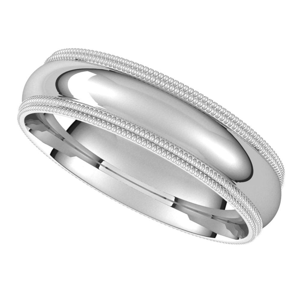 Platinum 5 mm Double Milgrain Comfort Fit Band Size 7