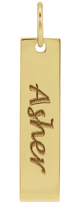 14K Yellow Gold 20x5 mm Engravable Bar Charm/Pendant