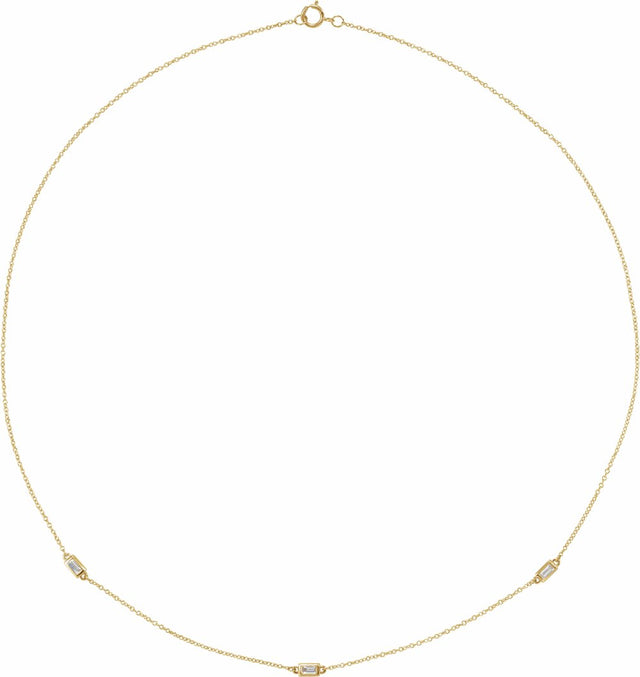 14K Yellow Gold 1/5 CTW Natural Diamond 3-Station 16" Necklace