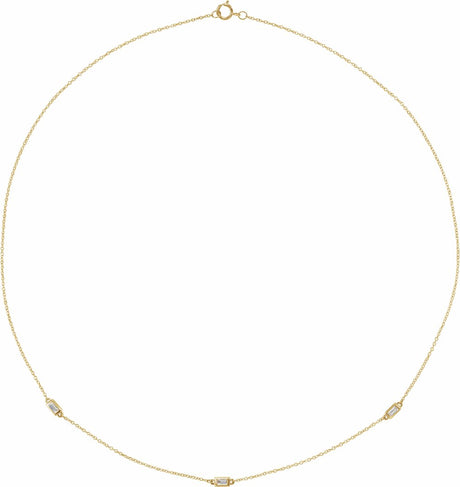 14K Yellow 1/5 CTW Natural Diamond 3-Station 18" Necklace