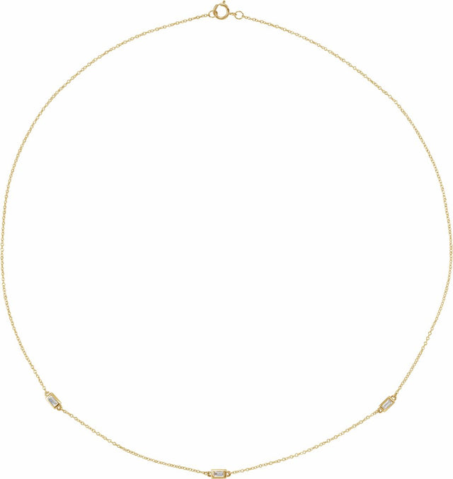 14K Yellow 1/5 CTW Natural Diamond 3-Station 18" Necklace