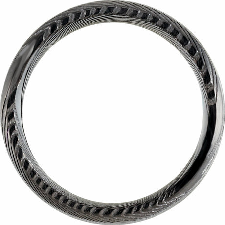 Black Damascus Steel 8 mm Beveled-Edge Comfort-Fit Flat Band Size 7.5