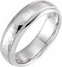 10K White 6 mm Half Round Band with Hammered Texture & Milgrain Size 7.5