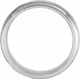 10K White 6 mm Half Round Band with Hammered Texture & Milgrain Size 7.5