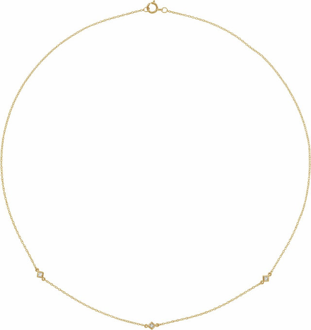 14K Yellow 1/6 CTW Natural Diamond 3-Station 16" Necklace