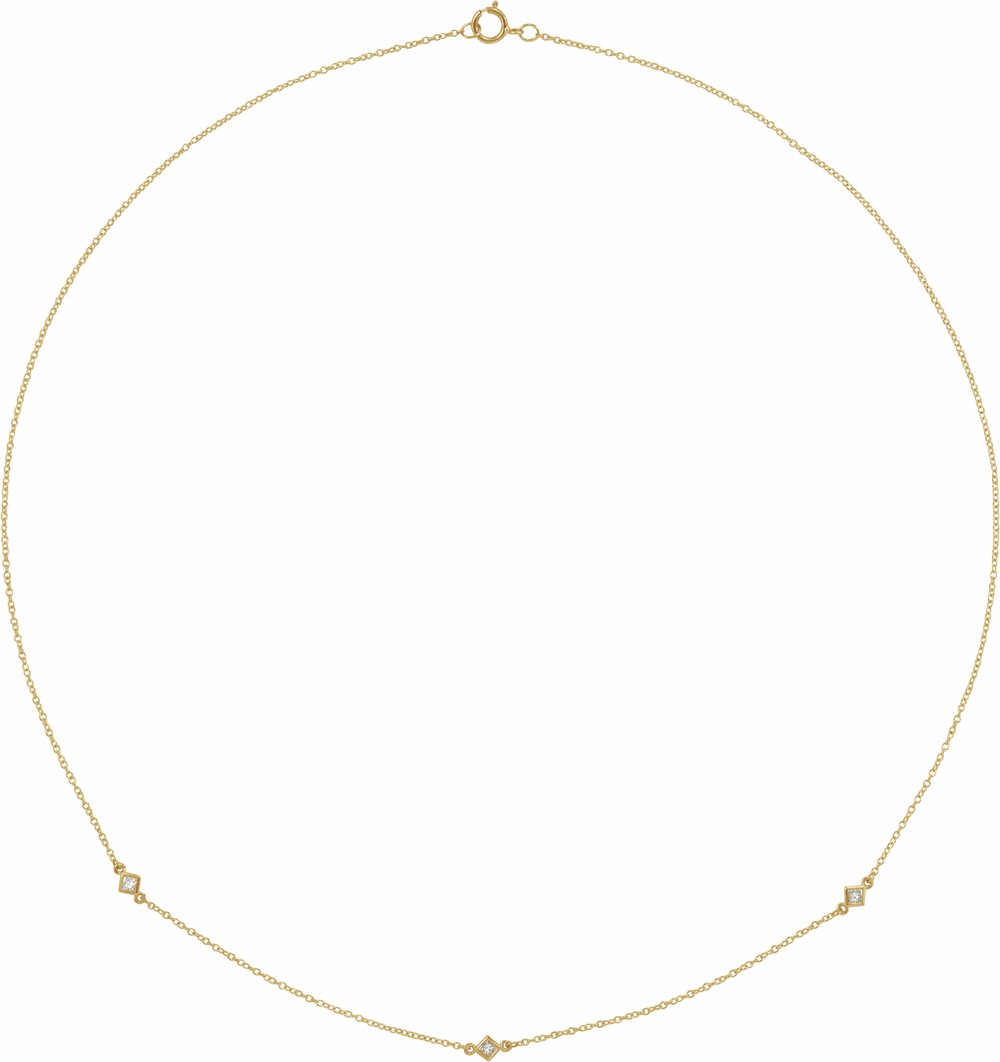 14K Yellow 1/6 CTW Natural Diamond 3-Station 18" Necklace