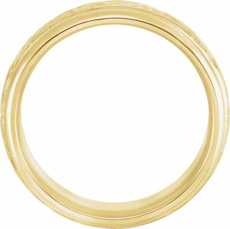 10K Yellow Gold 7 mm Milgrain Edge Comfort-Fit Half Round Band Size 7