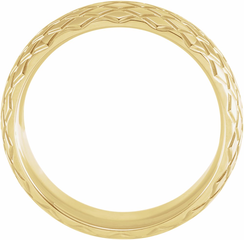 14K Yellow Gold 6 mm Rhombus Patterned Band Size 10