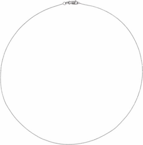 14K White Gold 1 mm Diamond-Cut Bead 18" Chain