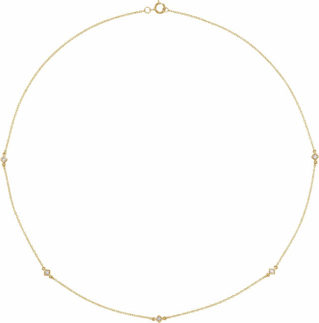 14K Yellow 1/4 CTW Natural Diamond 5-Station 18" Necklace