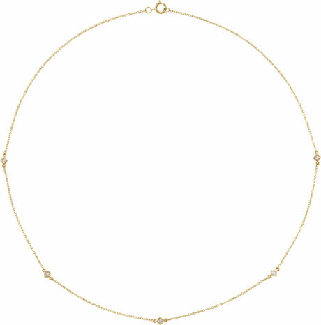 14K Yellow Gold 1/4 CTW Natural Diamond 5-Station 18" Necklace