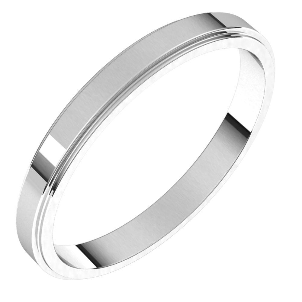 14K White 2.5 mm Flat Edge Band Size 6