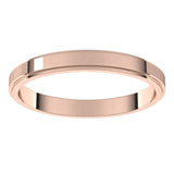 14K Rose Gold 2.5 mm Stepped-Edge Flat Band Size 4