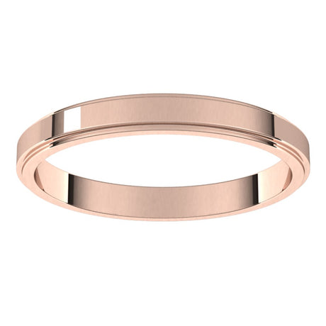 14K Rose Gold 2.5 mm Stepped-Edge Flat Band Size 4