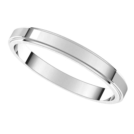 14K White 2.5 mm Flat Edge Band