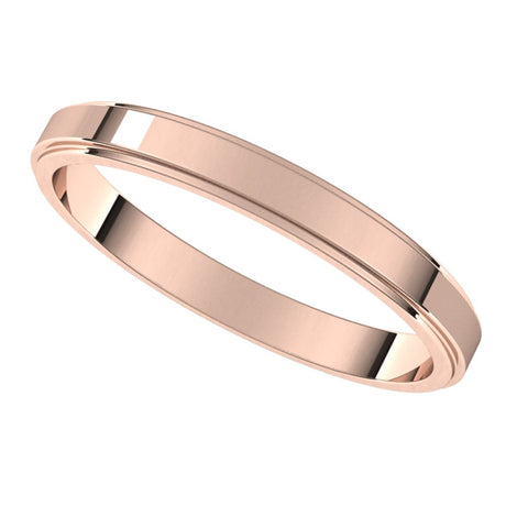 14K Rose Gold 2.5 mm Stepped-Edge Flat Band Size 4