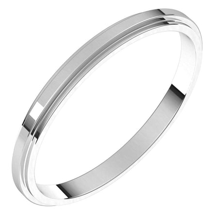 14K White 2 mm Flat Edge Band Size 6