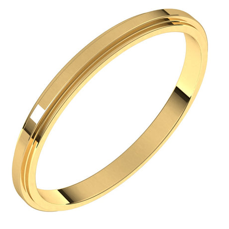 10K Yellow Gold 2 mm Stepped-Edge Flat Band Size 6