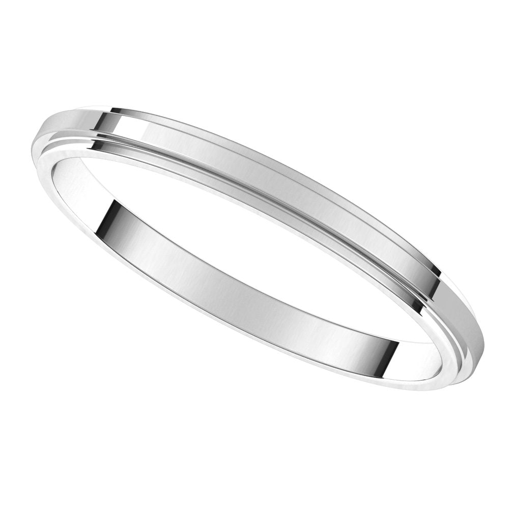 Continuum Sterling Silver 2 mm Stepped-Edge Flat Band Size 11.5