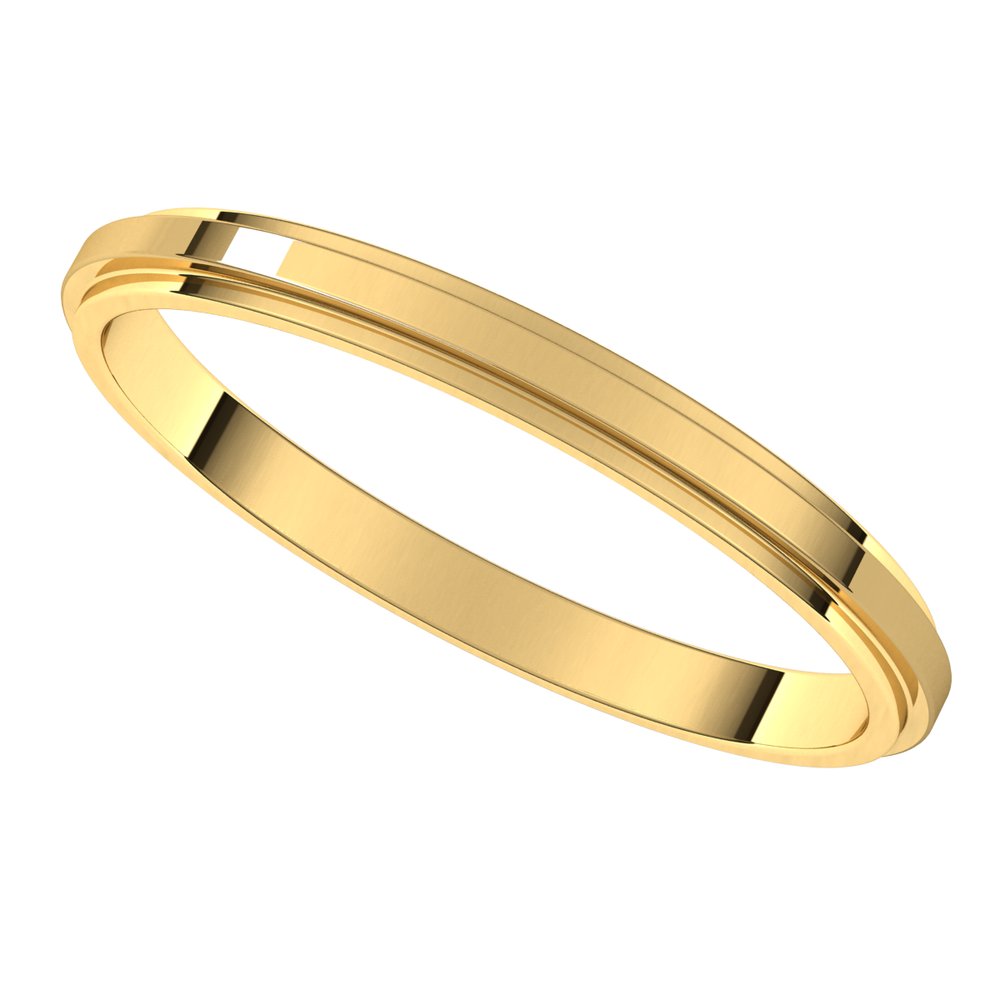 10K Yellow Gold 2 mm Stepped-Edge Flat Band Size 6