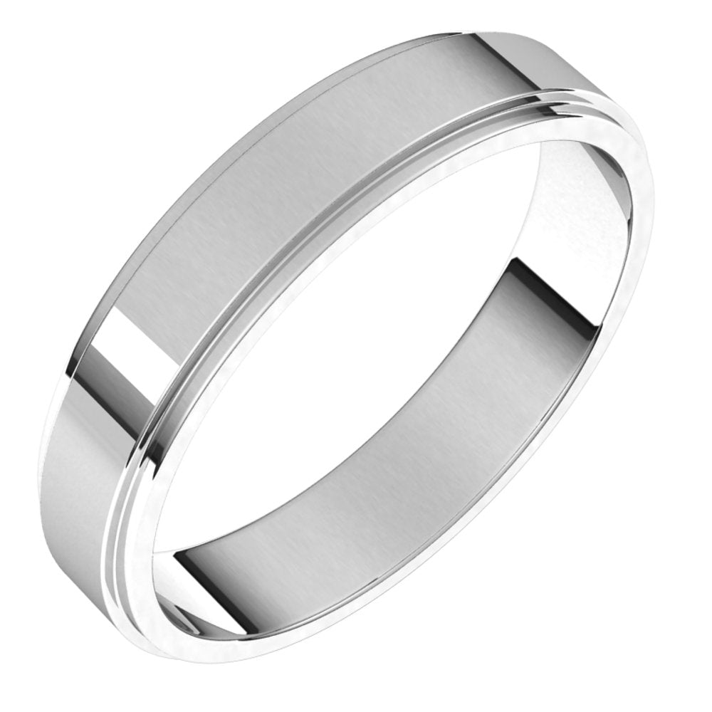 14K White 4 mm Flat Edge Band Size 5