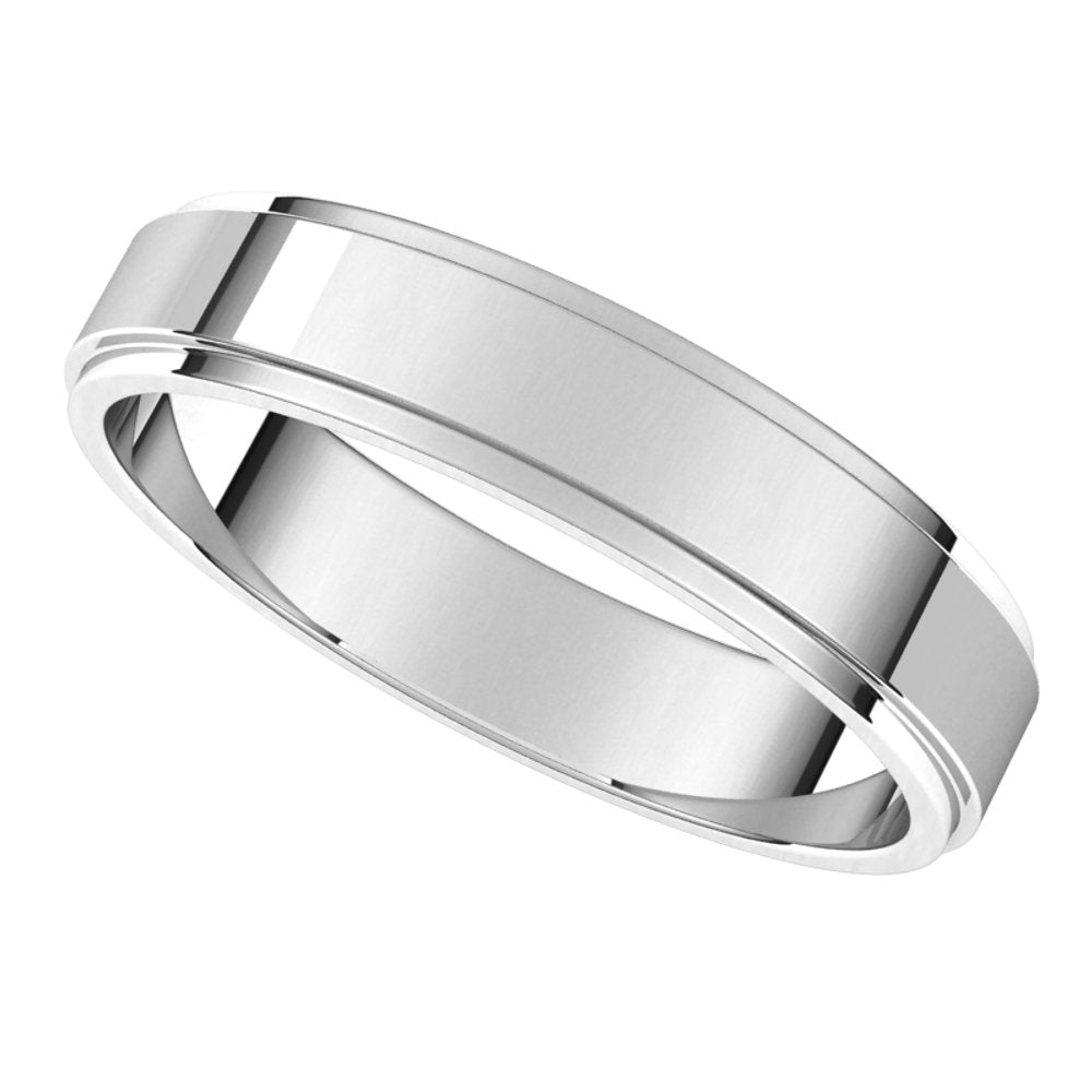 14K White 4 mm Flat Edge Band