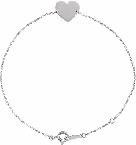 Sterling Silver Engravable Heart 7-8" Bracelet