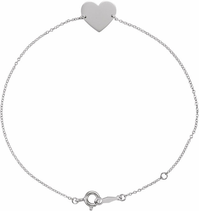 Sterling Silver Engravable Heart 7-8" Bracelet