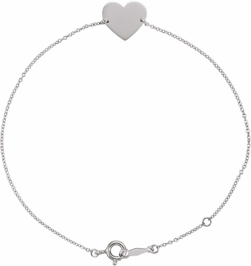 Sterling Silver Engravable Heart 7-8" Bracelet