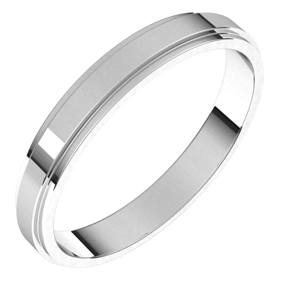 14K White 3 mm Flat Edge Band Size 6