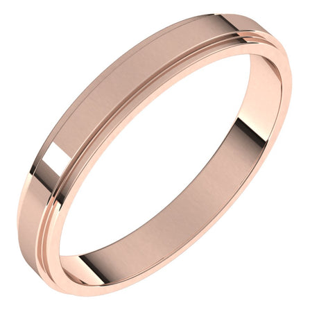 14K Rose 3 mm Flat Edge Band Size 8.5