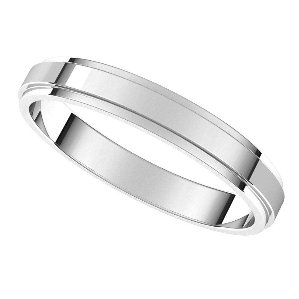 14K White 3 mm Flat Edge Band