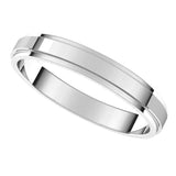 14K White 3 mm Flat Edge Band