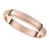 14K Rose 3 mm Flat Edge Band Size 8.5