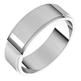 14K White 6 mm Flat Edge Band Size 4