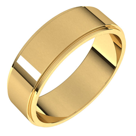 18K Yellow 6 mm Flat Edge Band Size 8