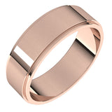 14K Rose 6 mm Flat Edge Band Size 8