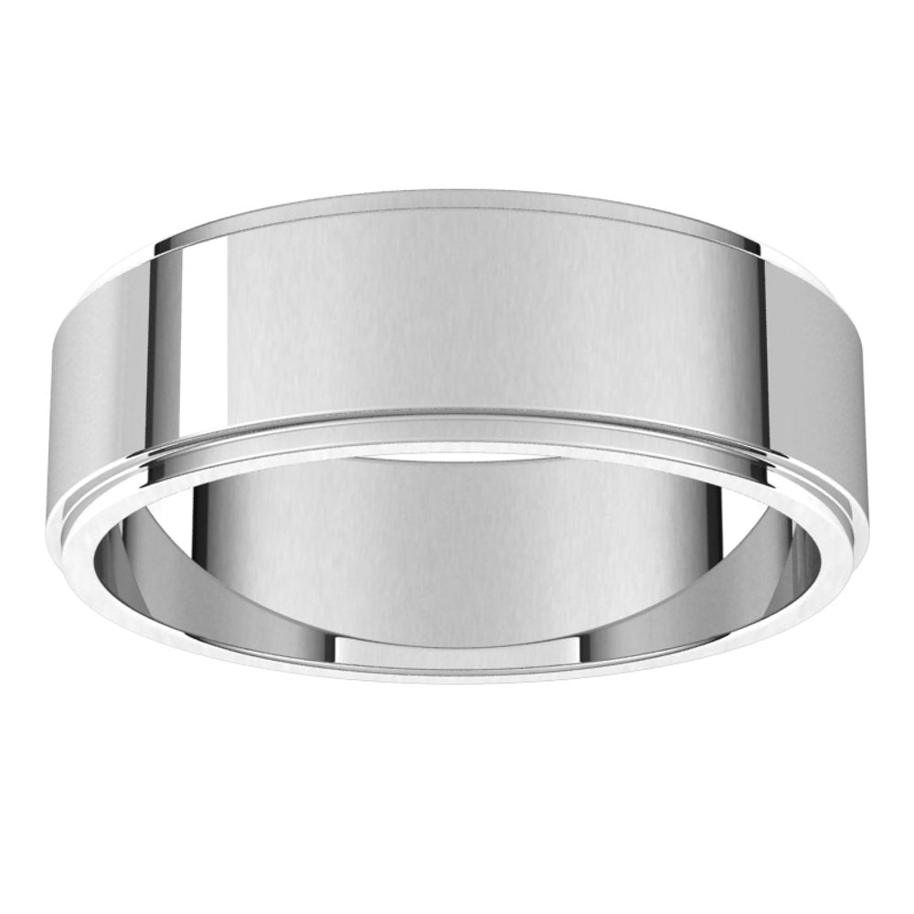 14K X1 White 6 mm Flat Edge Band Size 7.5