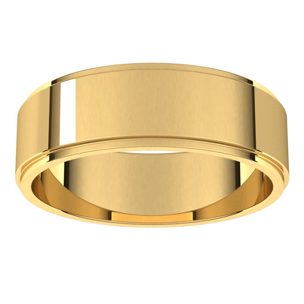 18K Yellow 6 mm Flat Edge Band