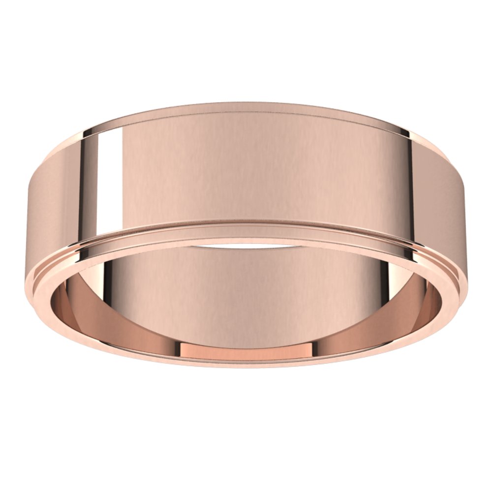 14K Rose 6 mm Flat Edge Band