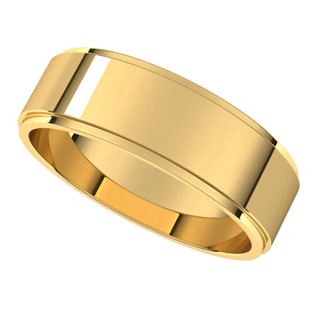 14K Yellow 6 mm Flat Edge Band