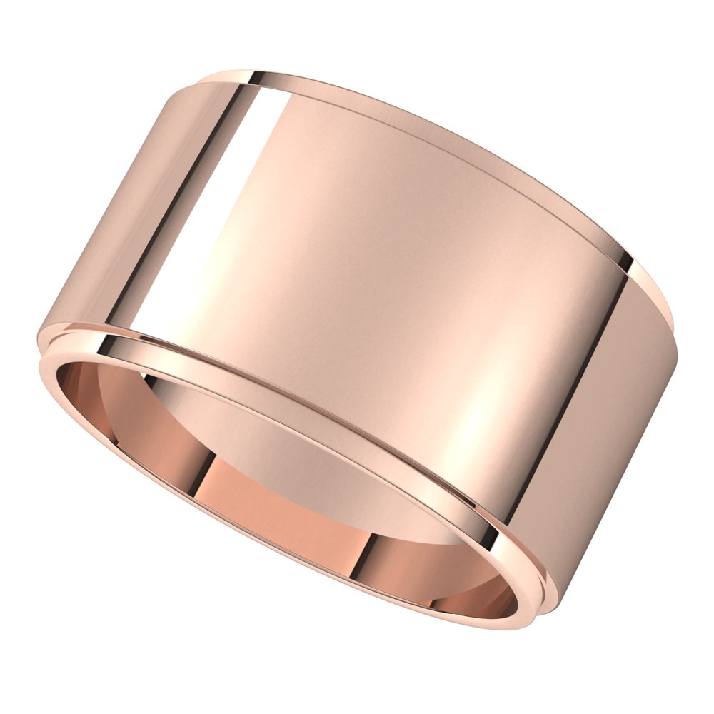 14K Rose Gold 11 mm Stepped-Edge Flat Band Size 5